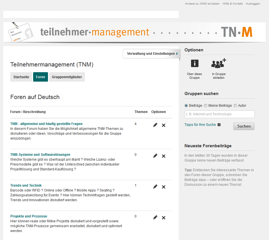 Zur News: Fachgruppe „Teilnehmermanagement“ bei xing gestart