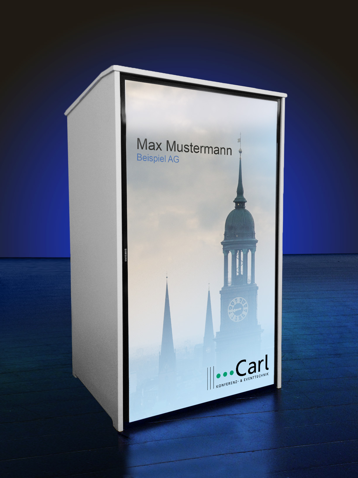 Zur News: Digitales Rednerpult mit 55"-LCD-Frontblende