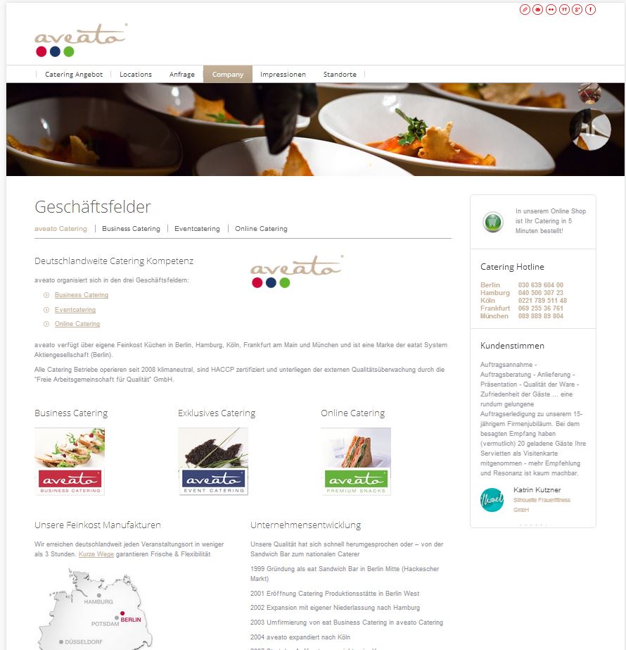 Zur News: aveato Catering mit neuer Website