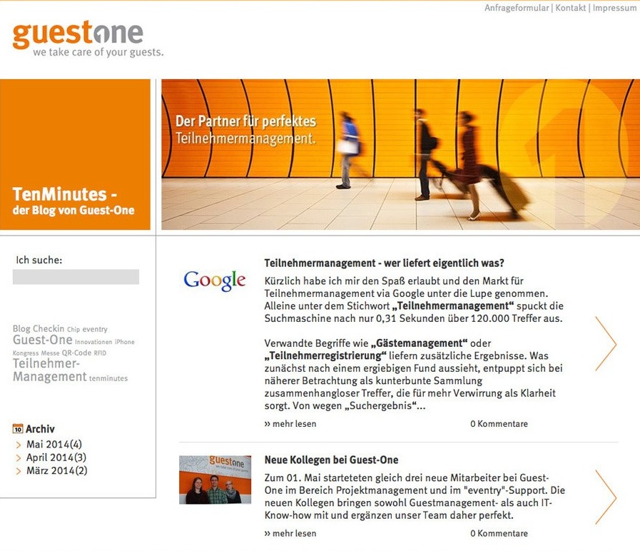 Zur News: Guest-One informiert mit eigenem Blog