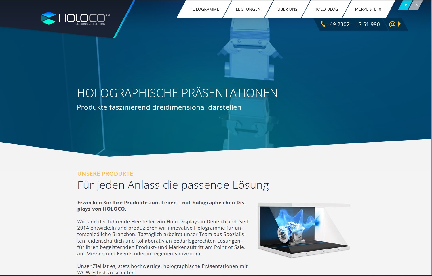 Zur News: Neue Website der HOLOCO GmbH, Witten: innovativ, hochwertig und informierend