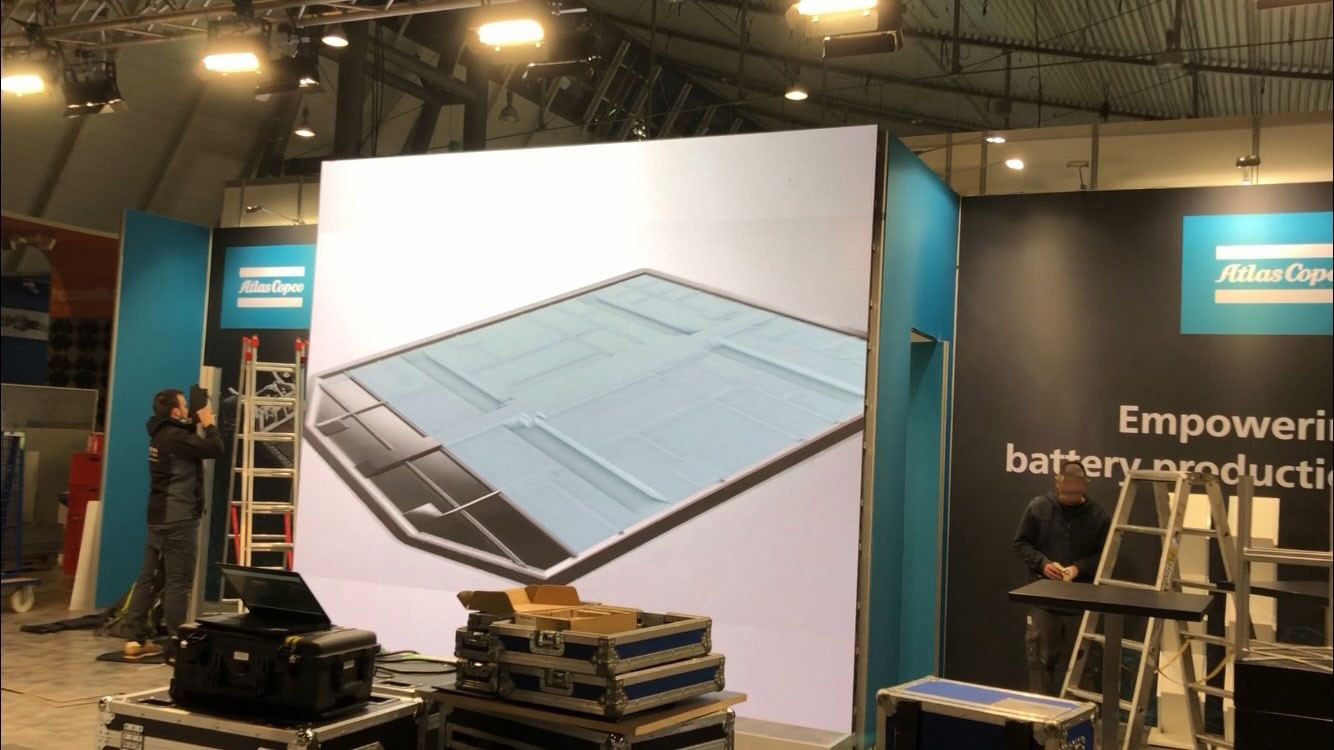 Zur News: Medientechnik auf dem Messestand von Atlas Copco