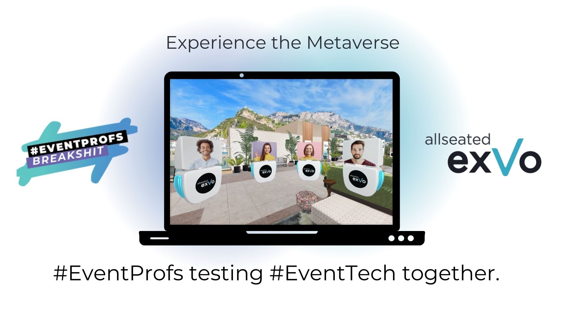 Zur News: #EventProfsBreakShit Community testet die virtuelle Eventplattform Allseated EXVO