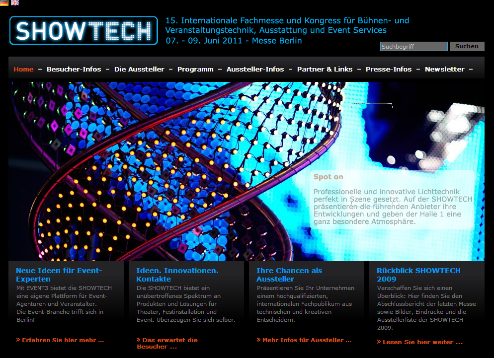 Zur News: Neuer Internet-Auftritt der SHOWTECH